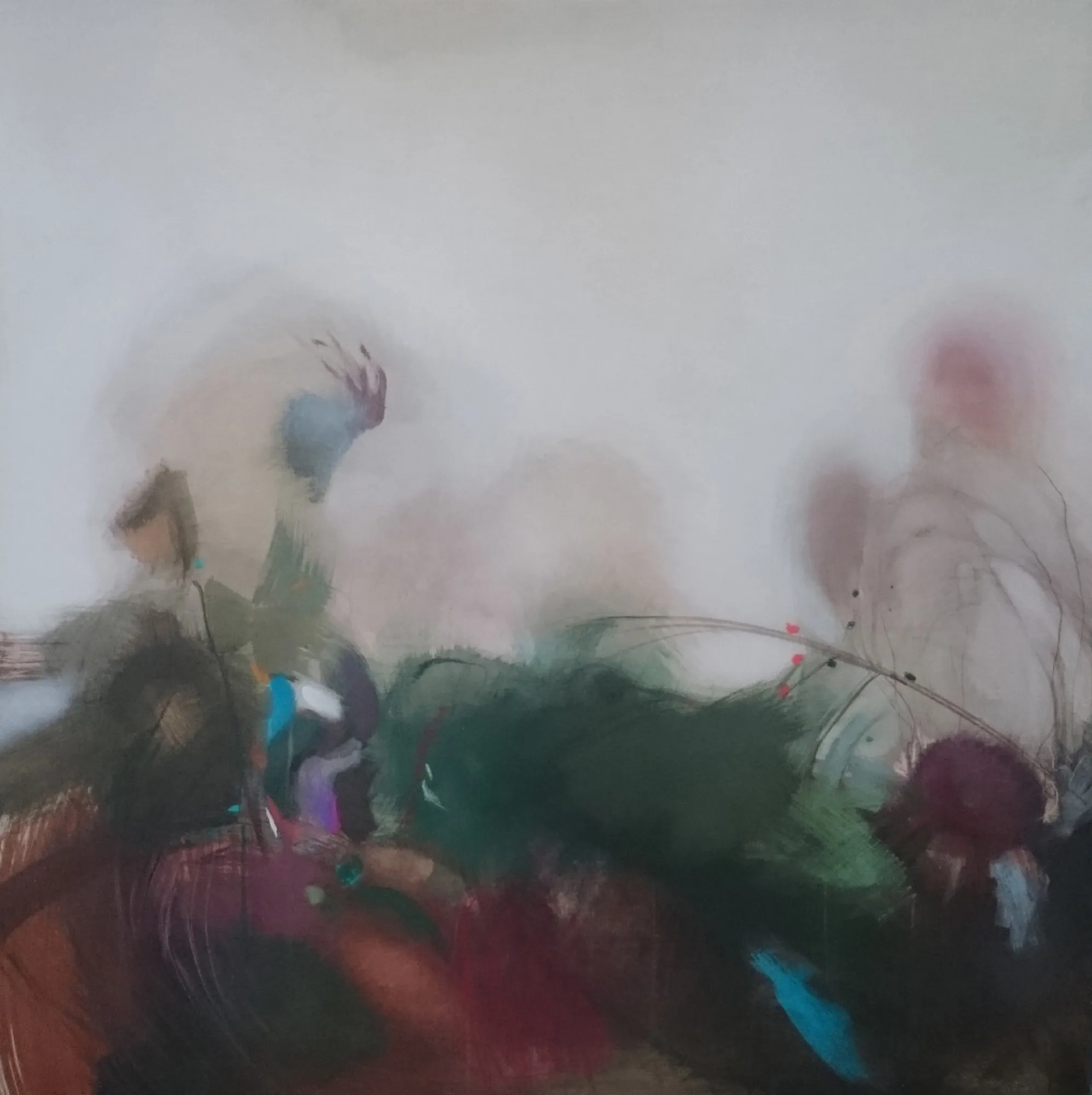 Bez tytułu, 2016, Akryl i olej na płótnie, 140 × 140 cm